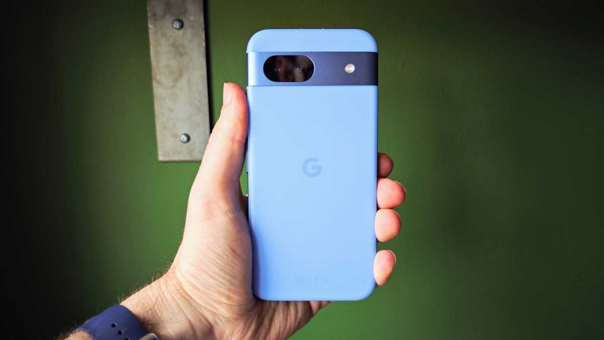 Google Pixel 8a Bay Blue in hand